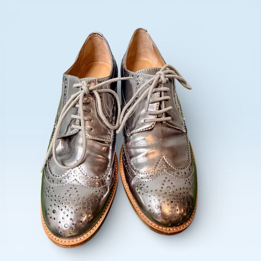 Banana Republic Goodyear Welt Oxford Leather Shoes Silver SIZE 6.5 M NEW